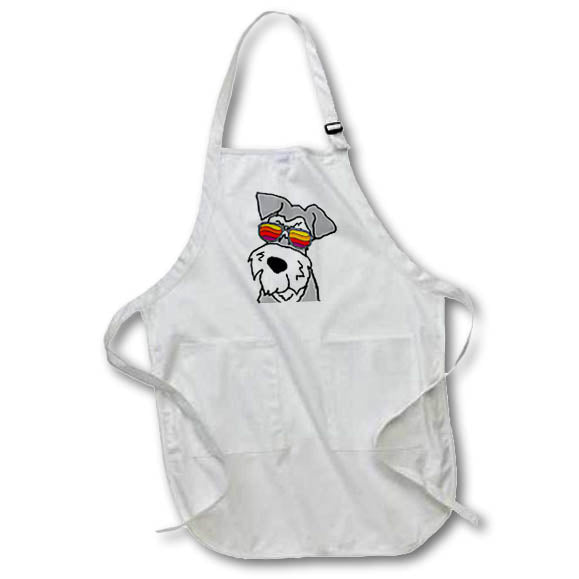 Apron - Cute Funny Miniature Schnauzure Dog wearing Sunglasses Pets Animals