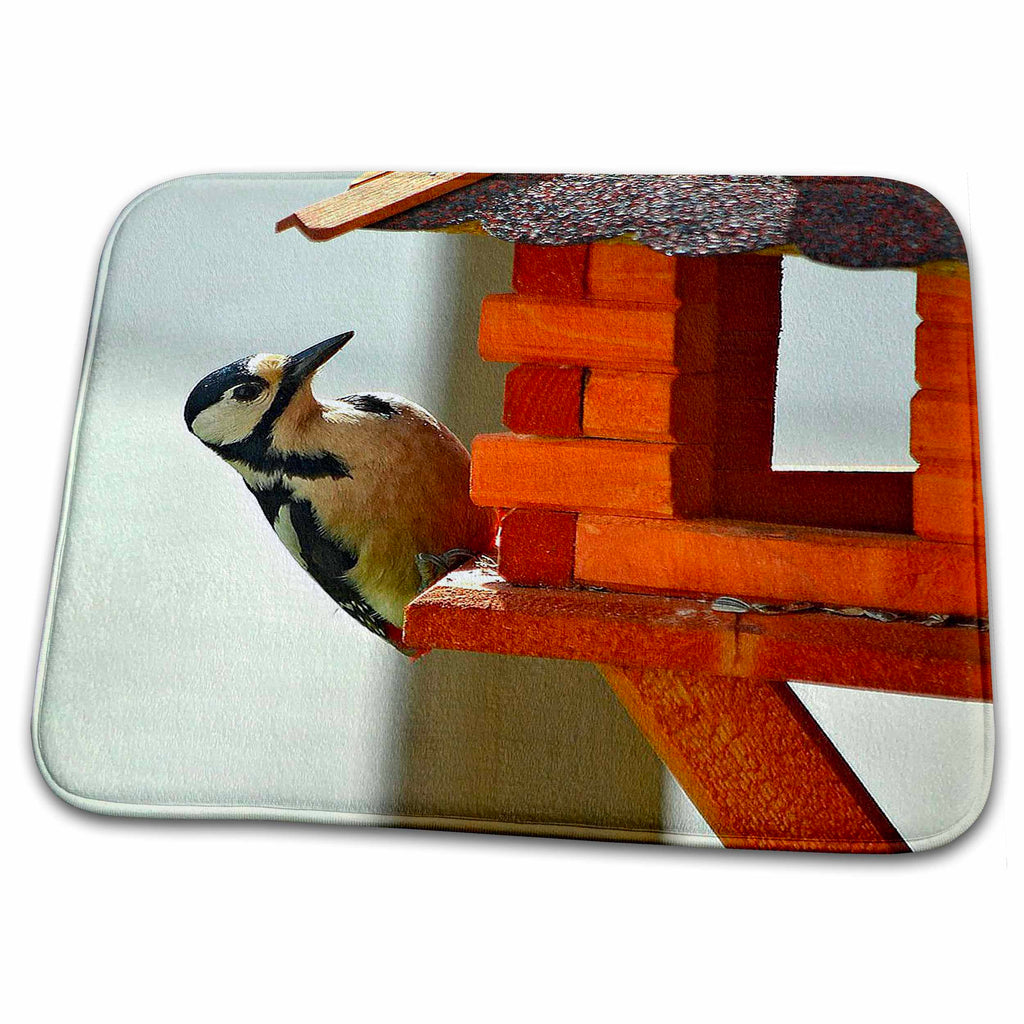 Dish Drying Mat - Woodpecker at Bird Feeder Jr – Birds